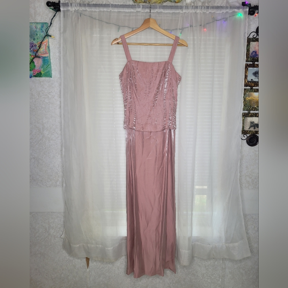 Davids Bridal Dress Womens Size 6 Pink Metalic Shimmer Barbiecore Y2k Rayon